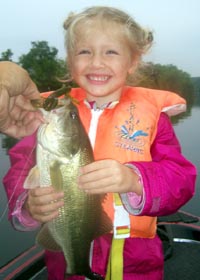 Iza's first bedding bass - 2lbs - that's my girl!